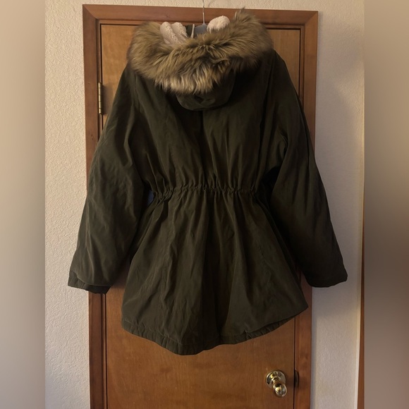 Liz Claiborne Plus Size Dark Green Utility Winter Jacket with Faux Fur Hood - Picture 7 of 7
